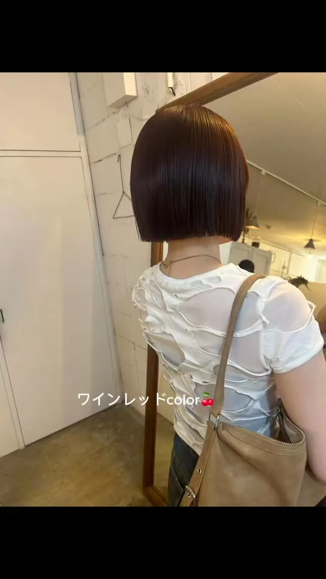 パツっとボブ×ワインレッド💞